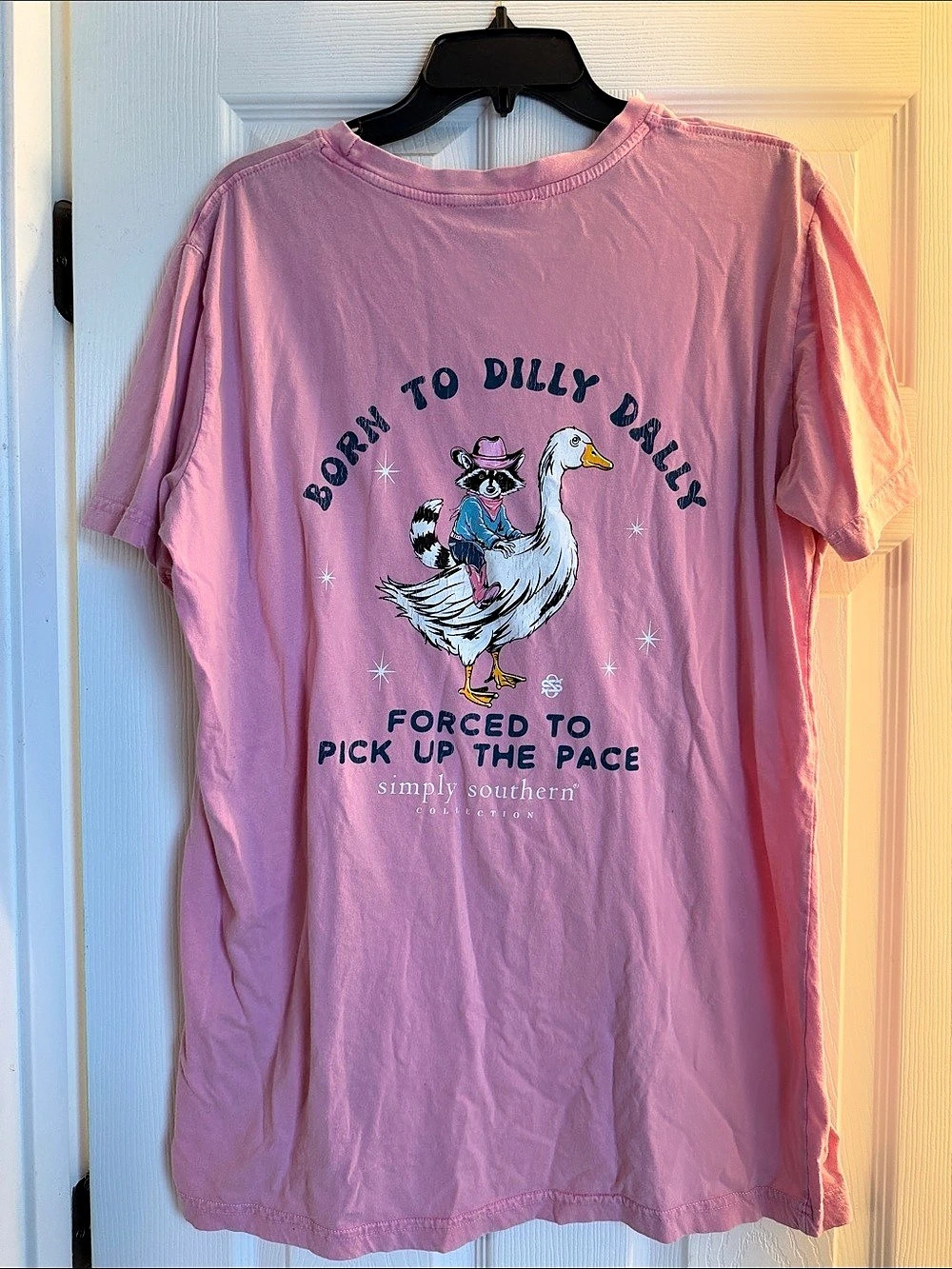 Simply Southern Born To Dilly Dally Forced To Pick Up The Pace T-Shirt Pink